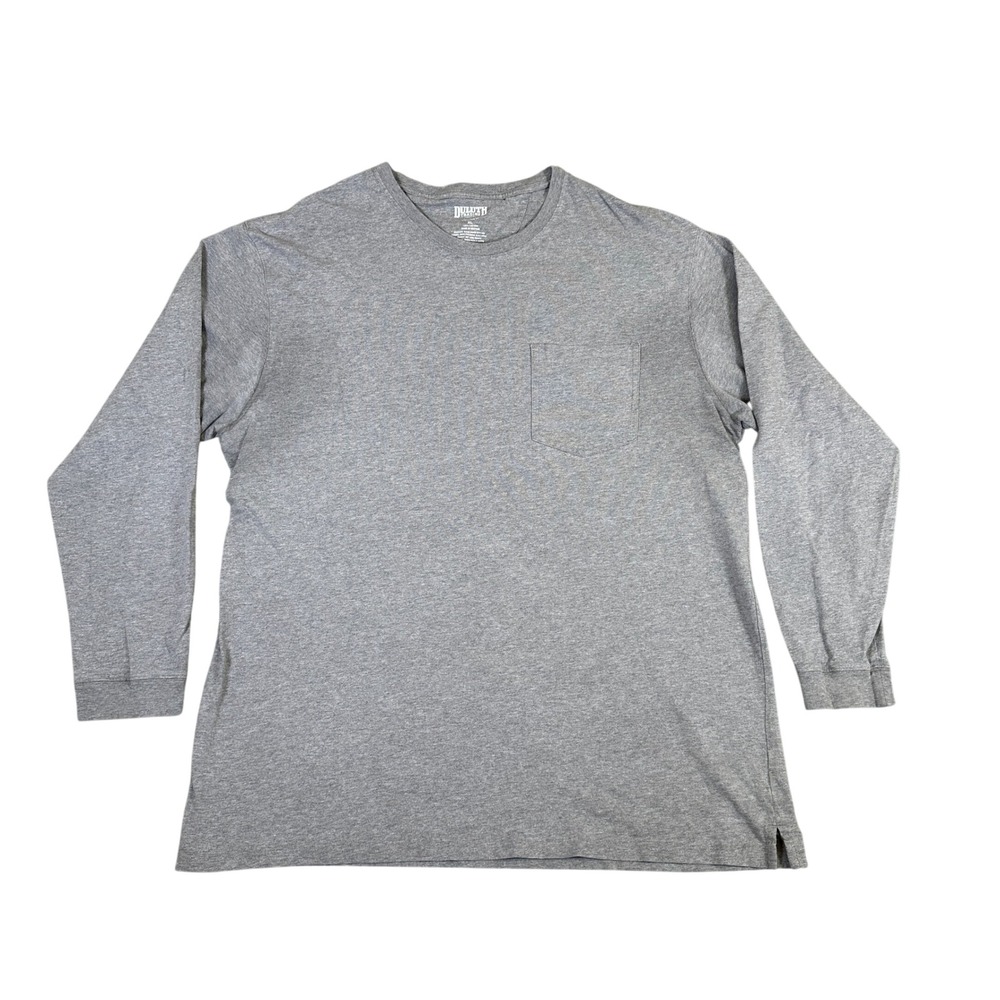 Duluth Trading Co Mens XL Gray Longtail T Long Sleeve Pocket T-Shirt 100% Cotton